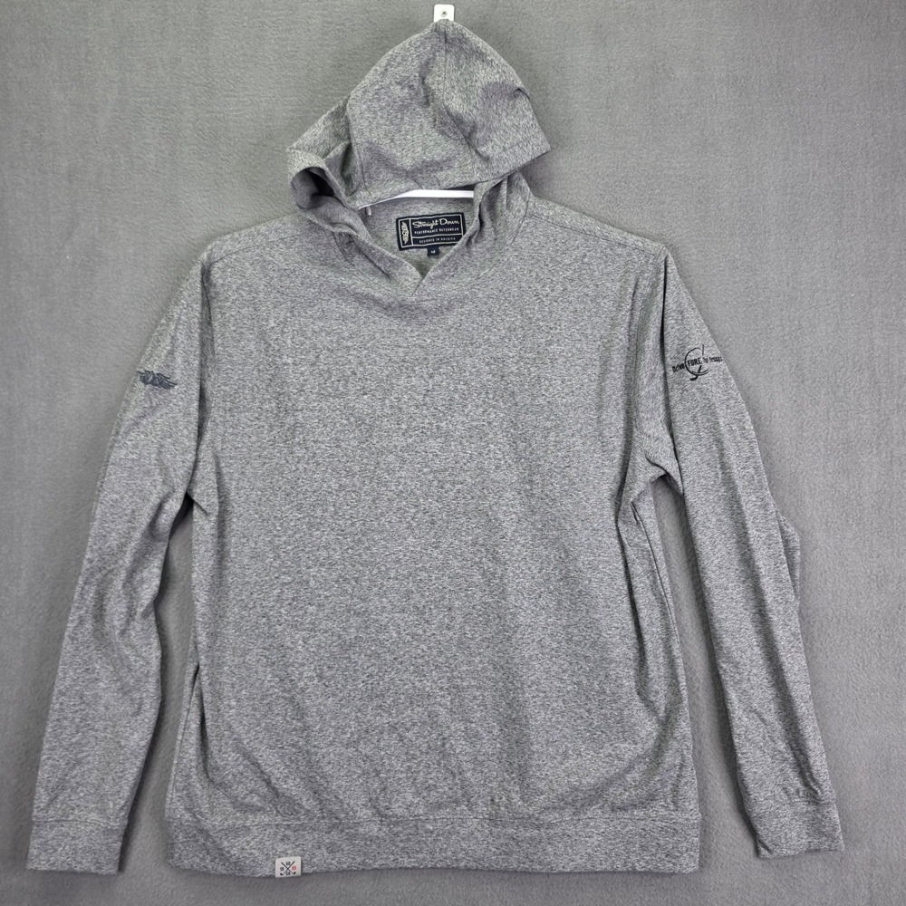 Straight Down Hoodie Performance Pullover Gray Medium Nylon Spandex Golf Sport